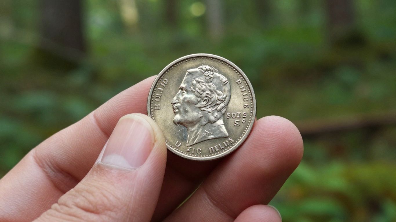 Main d'une personne tenant une pièce d'argent.