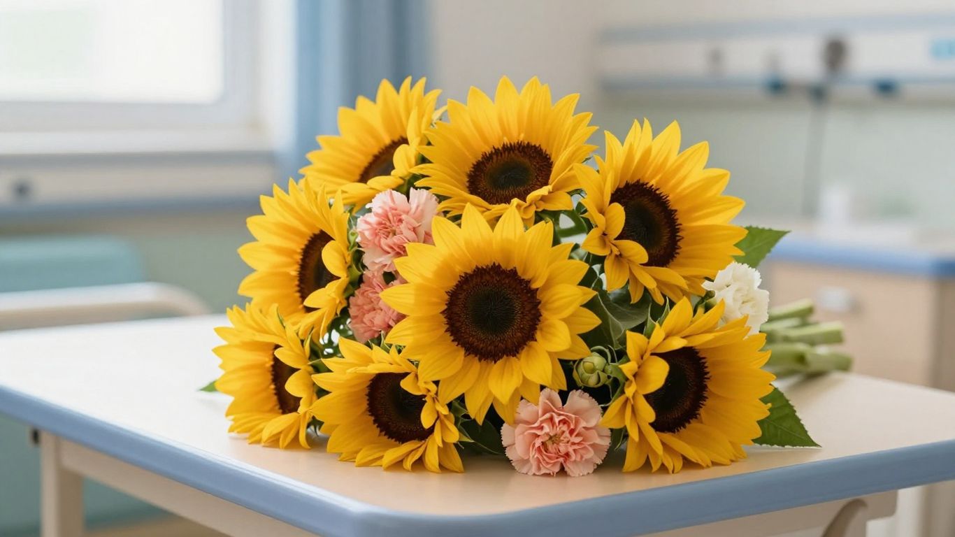 Vivid bouquet of cheerful, kid-friendly flowers in sunlit room