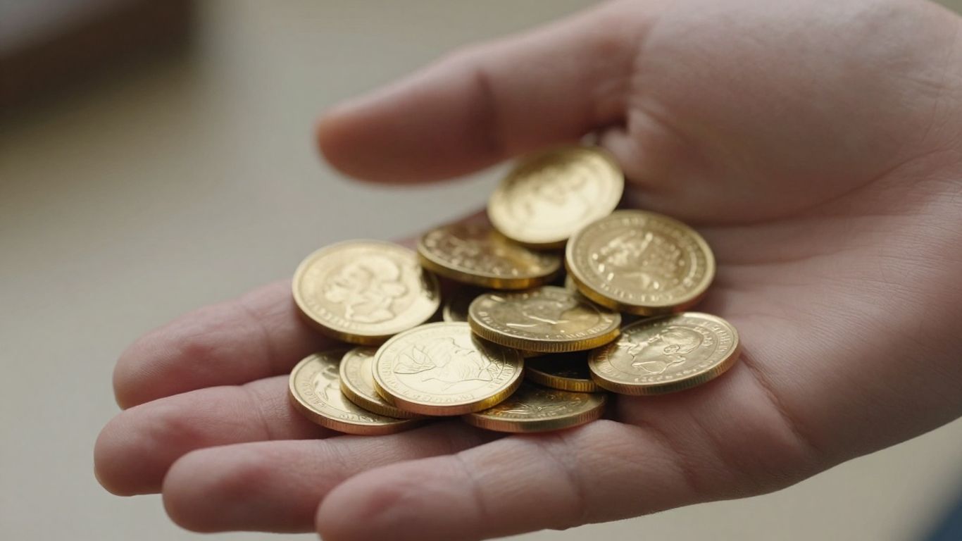Manos sosteniendo monedas de oro y joyas.