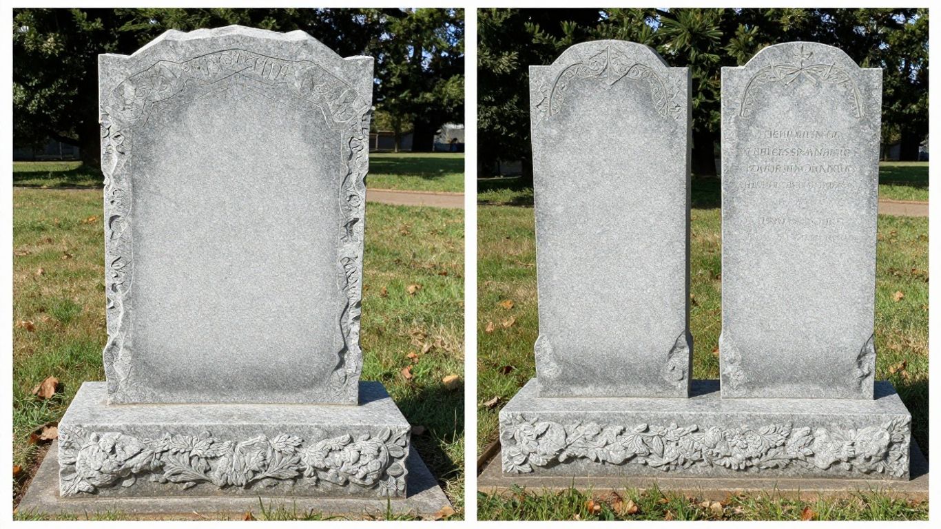 Single and companion headstones side-by-side.