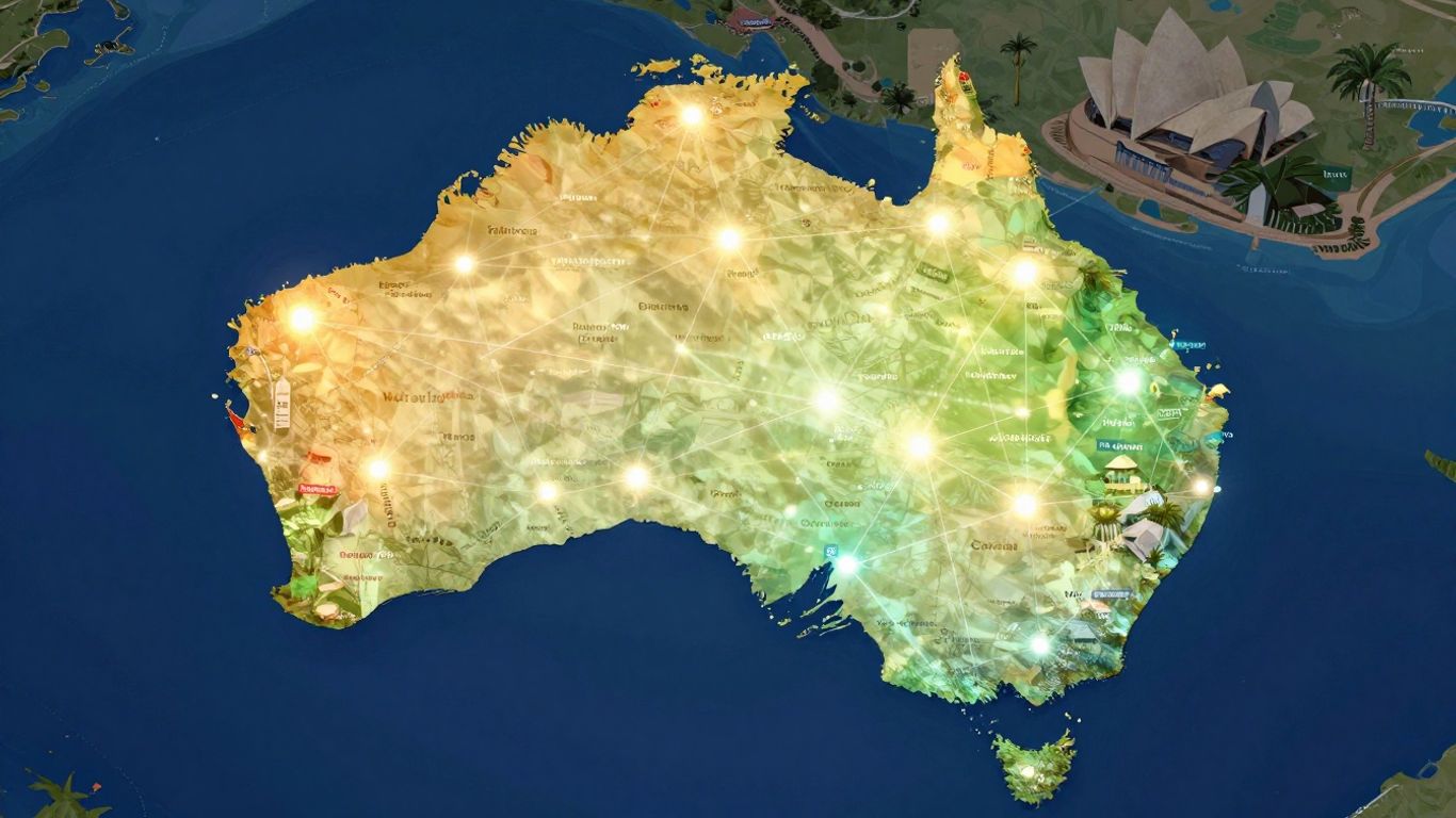 Australian business growth with digital connections.