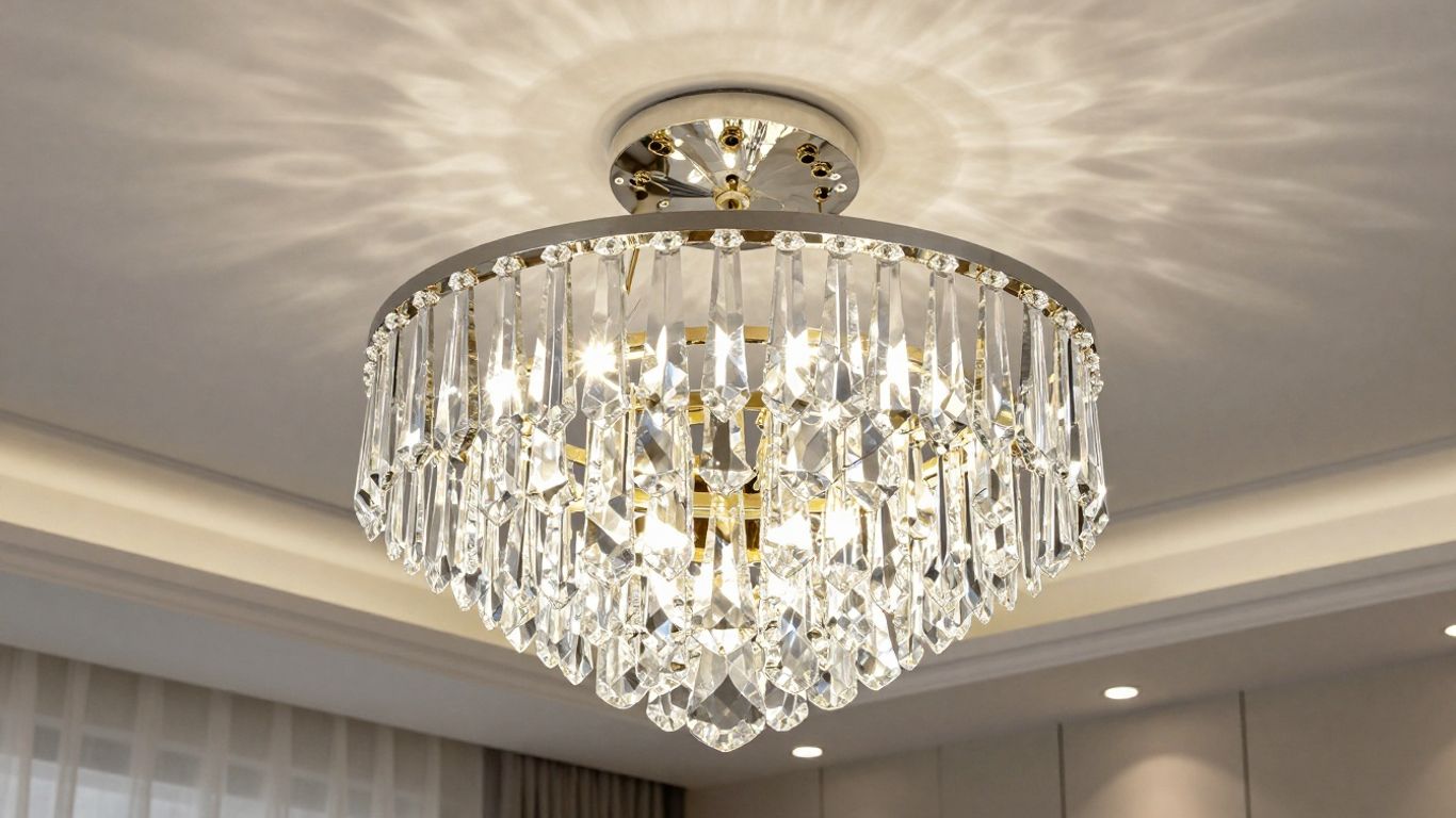 Modern crystal ceiling light fixture sparkling