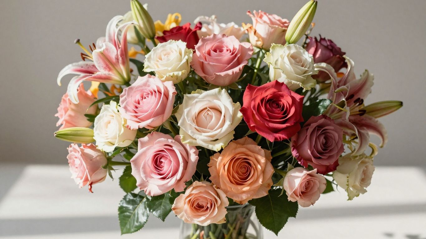 Vibrant bouquet of fresh, colorful flowers.