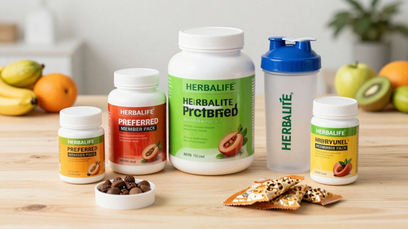 Herbalife Preferred Member Pack with supplements and fruits