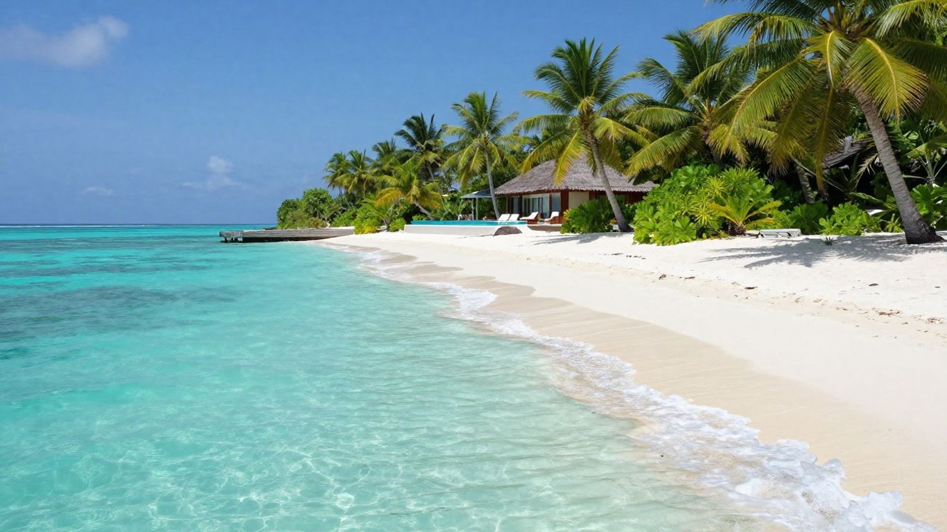 Tropical island villa with ocean view.