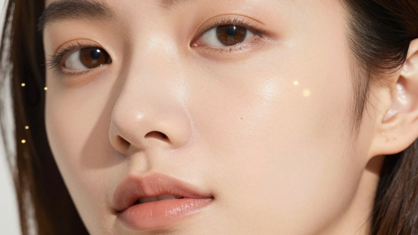 Woman's face with healthy, glowing skin