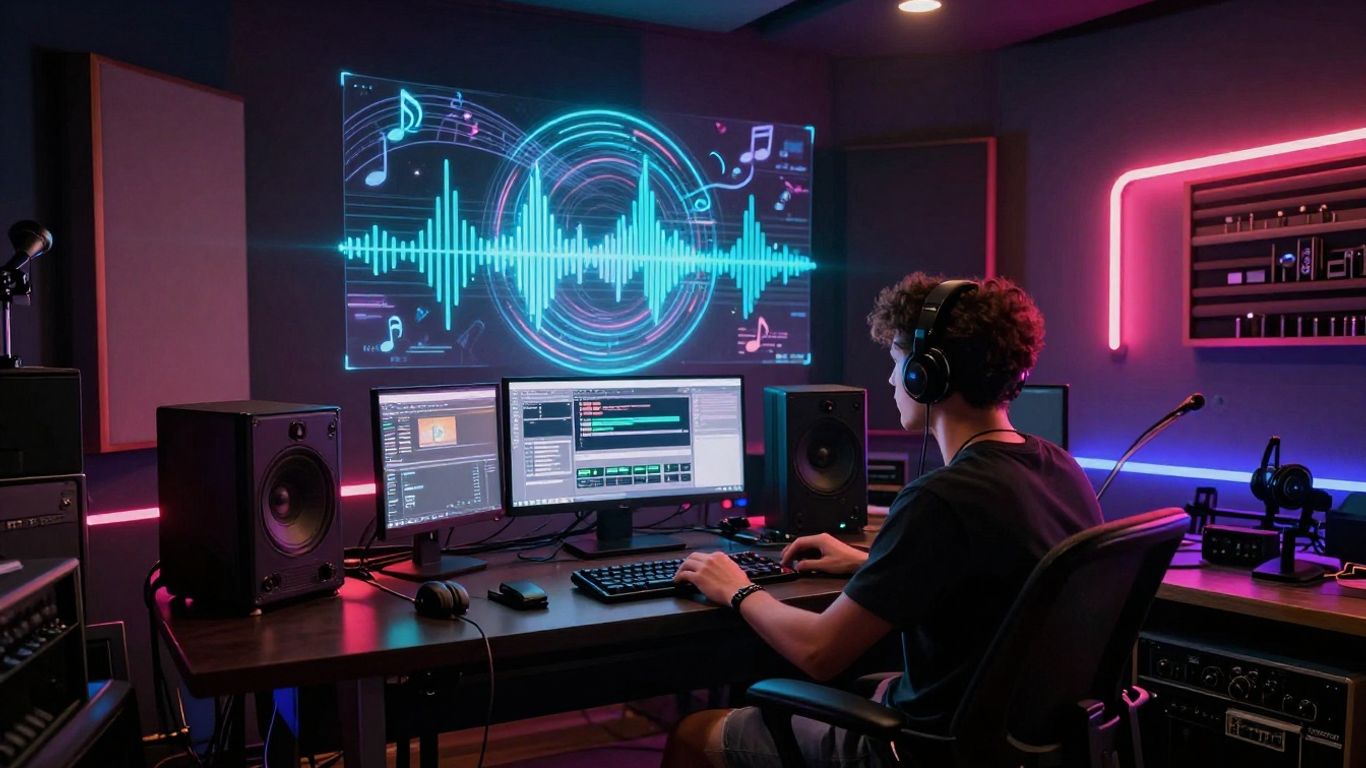 AI pop music video creation scene