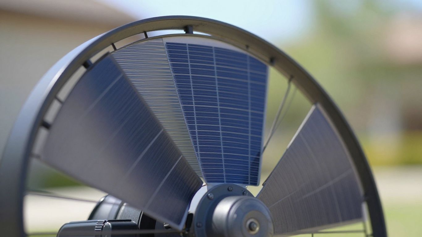 Ventilateur solaire avec panneau intégré sous le soleil.