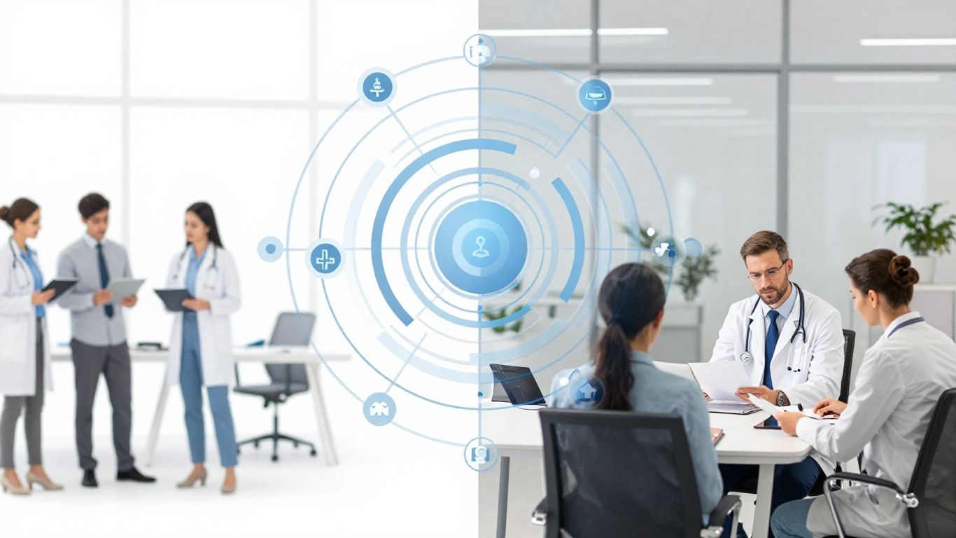 Healthcare finance and strategy planning visual.