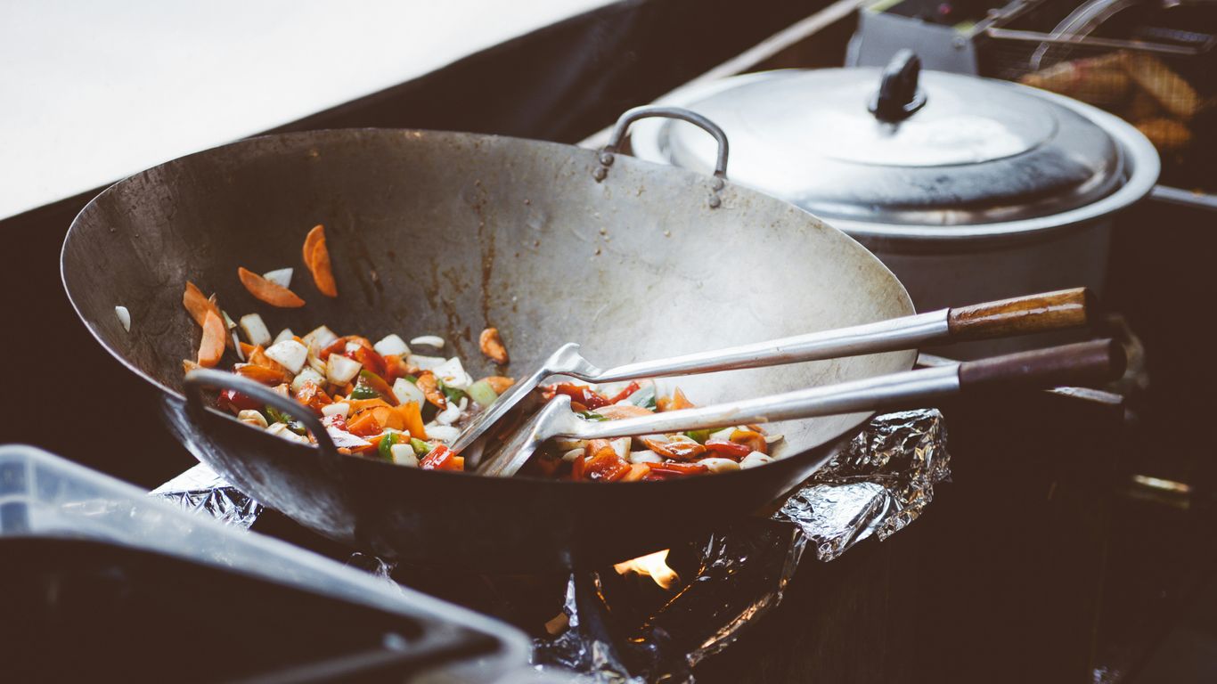 Woks firing in the open kitchen