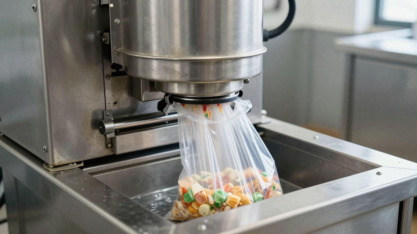 เครื่องซีลสูญญากาศอุตสาหกรรมกำลังทำงาน