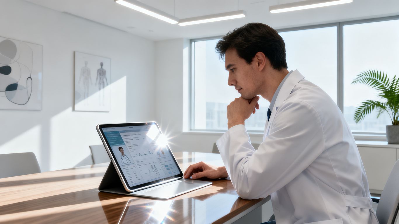 Healthcare specialist reviewing patient records