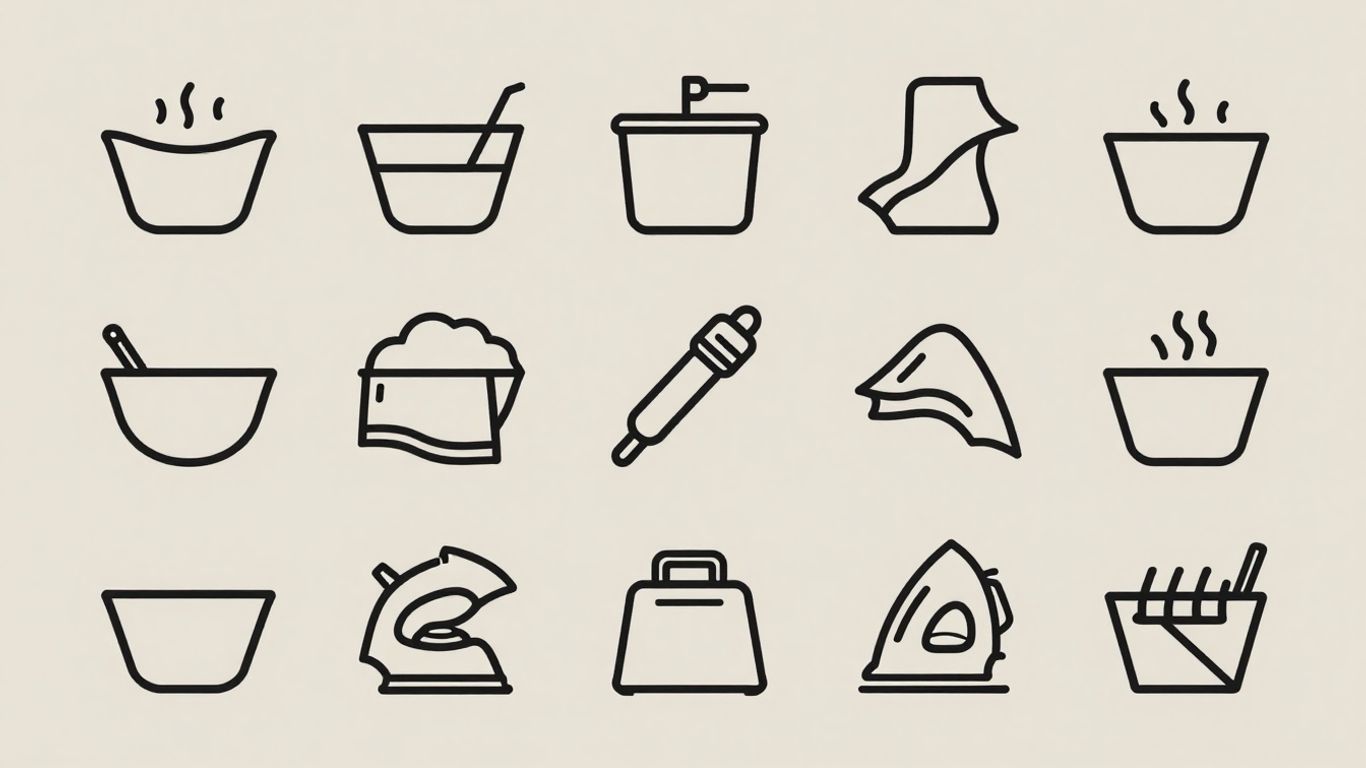 Fabric care symbols for washing, drying, and ironing clothes.