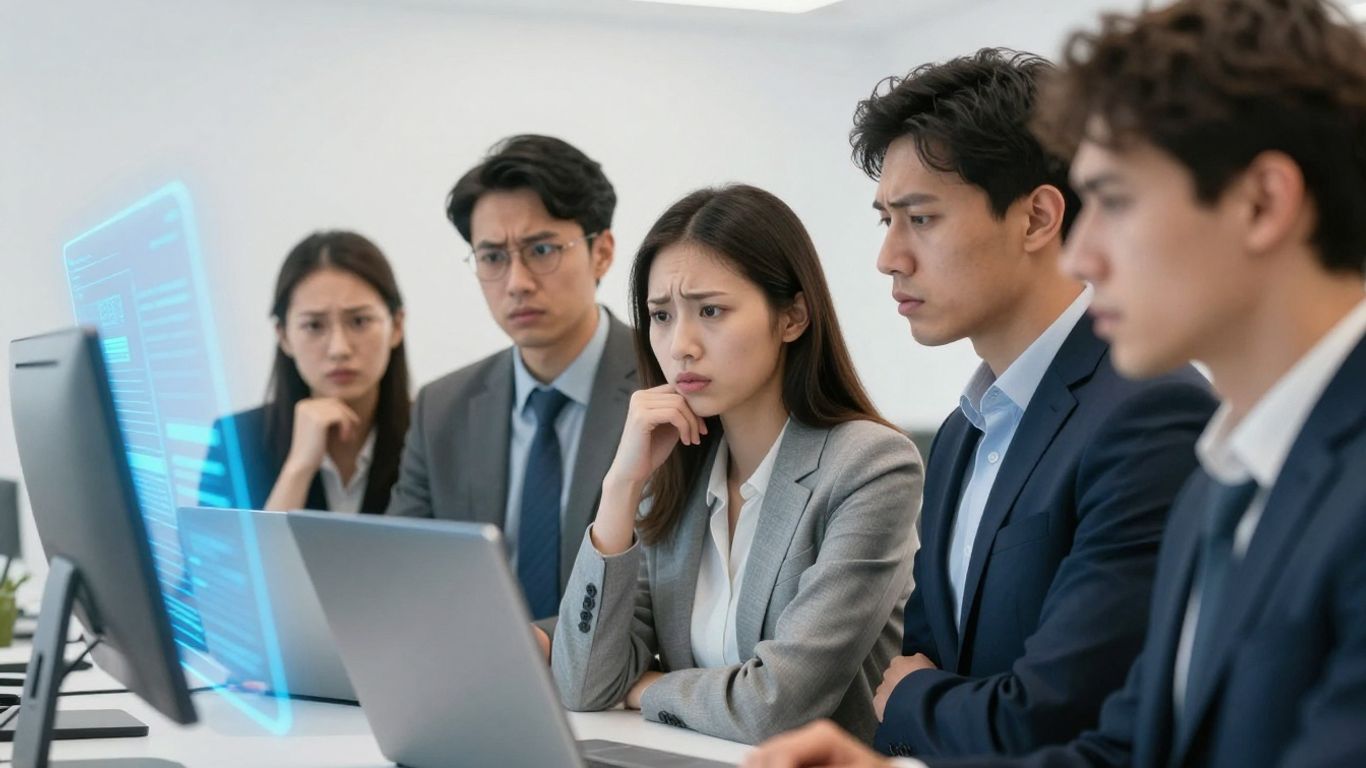 Besorgte Arbeitnehmer mit Personaldienstleister-Vertrag