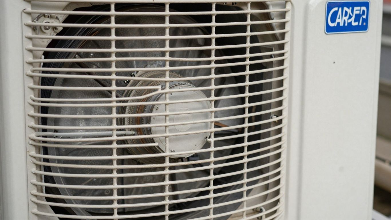 Carrier AC unit exterior close-up