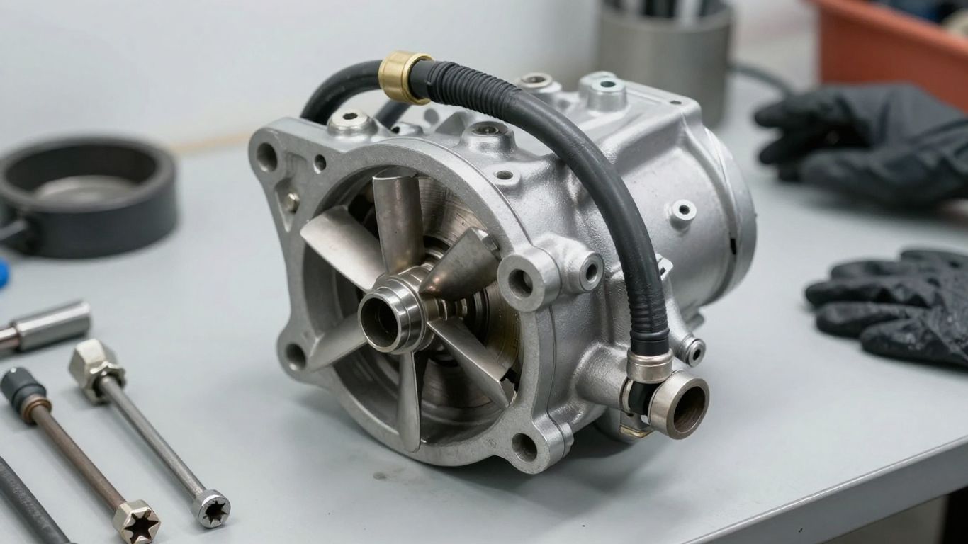 Used water pump beside cooling system tools