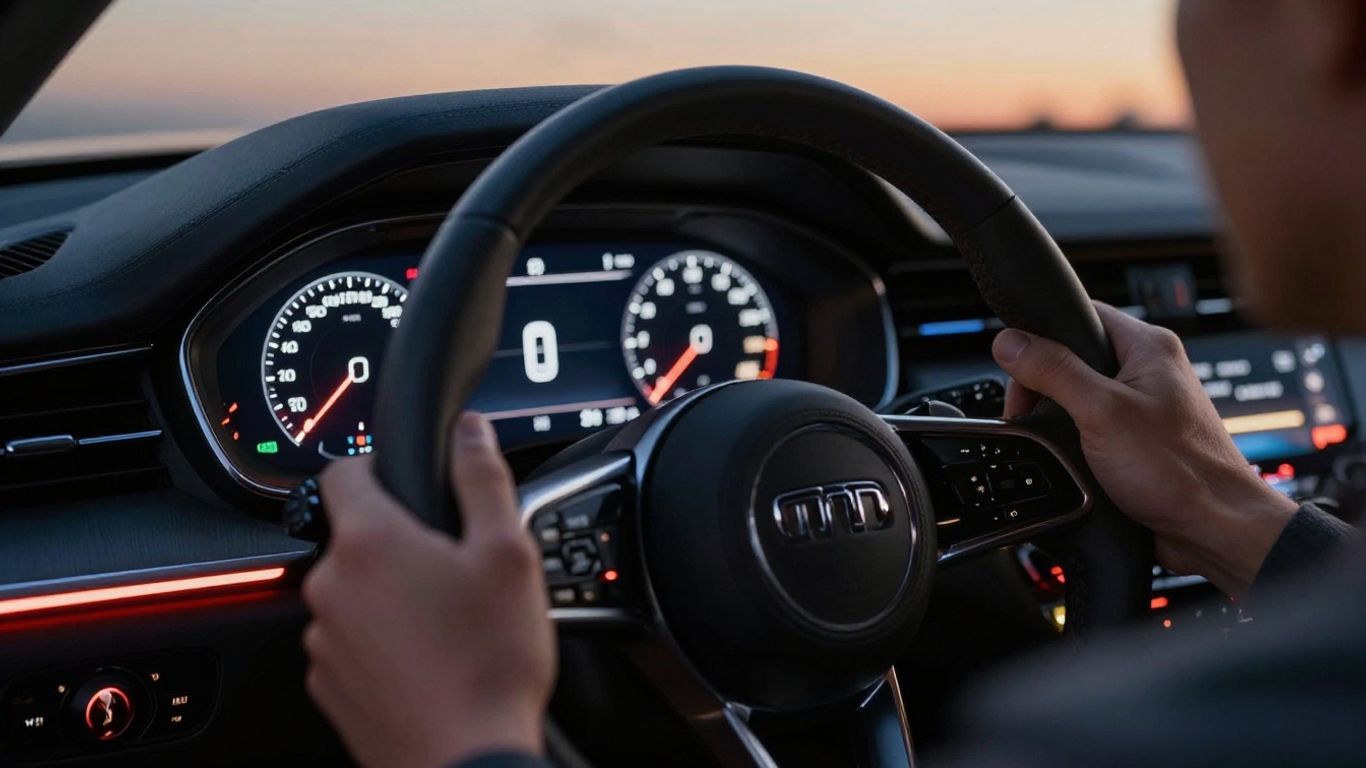 Vehicle dashboard displaying performance metrics