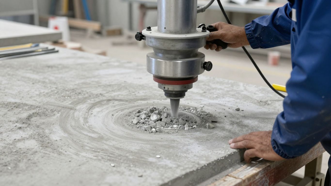 Diamond grinding equipment refining concrete slab