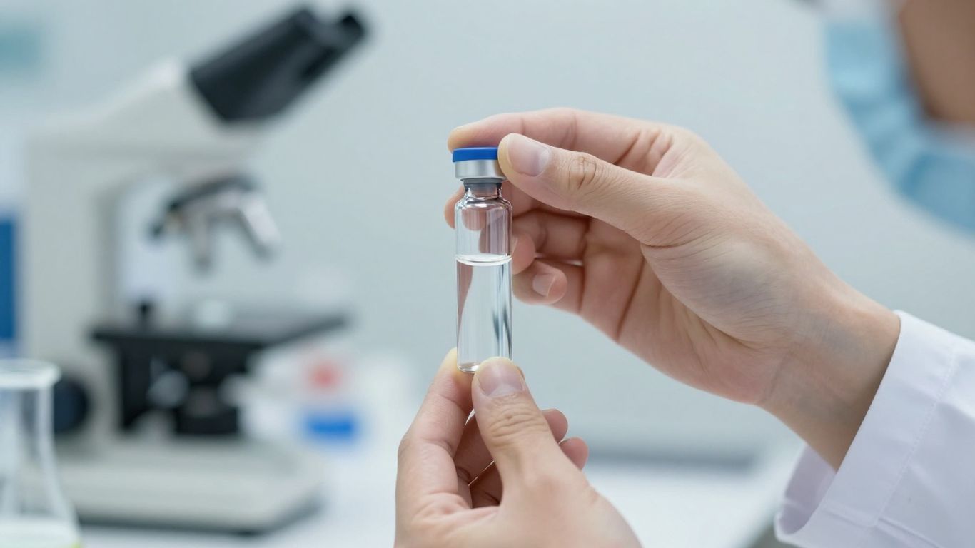 Vial of Retatrutide in a laboratory setting.