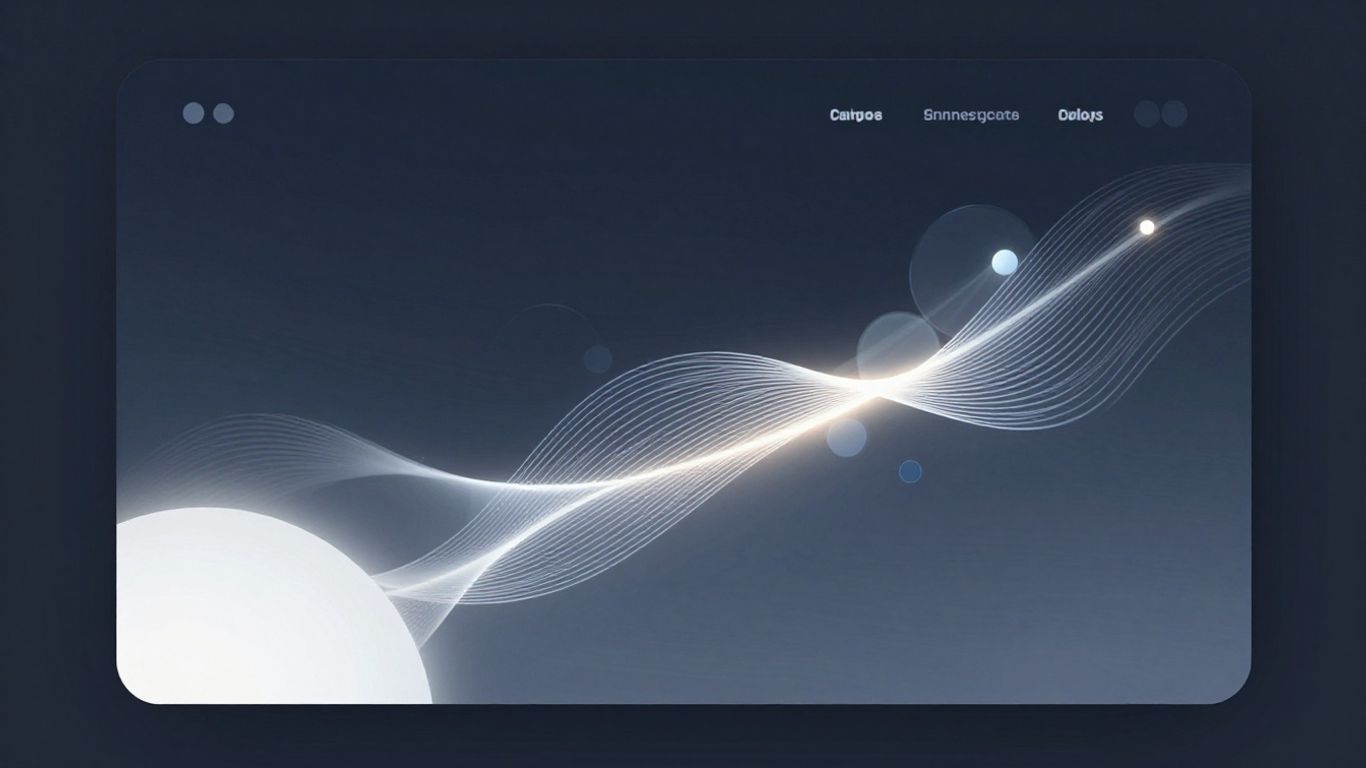 Modern website design interface with glowing digital elements.