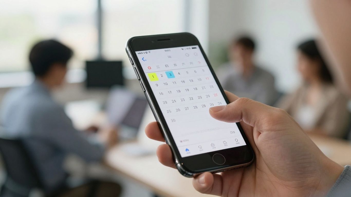Calendar with a highlighted date on a smartphone screen.