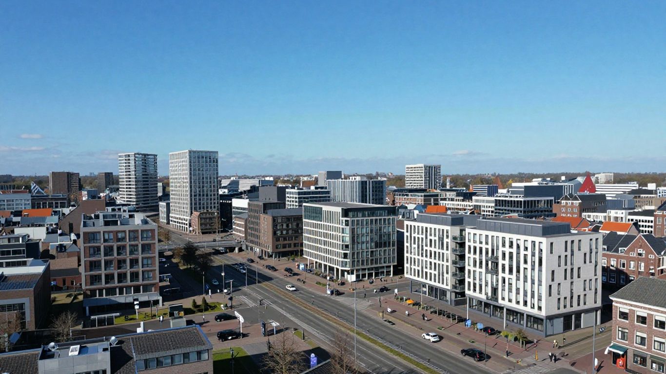 Stad Amersfoort met wegen en gebouwen