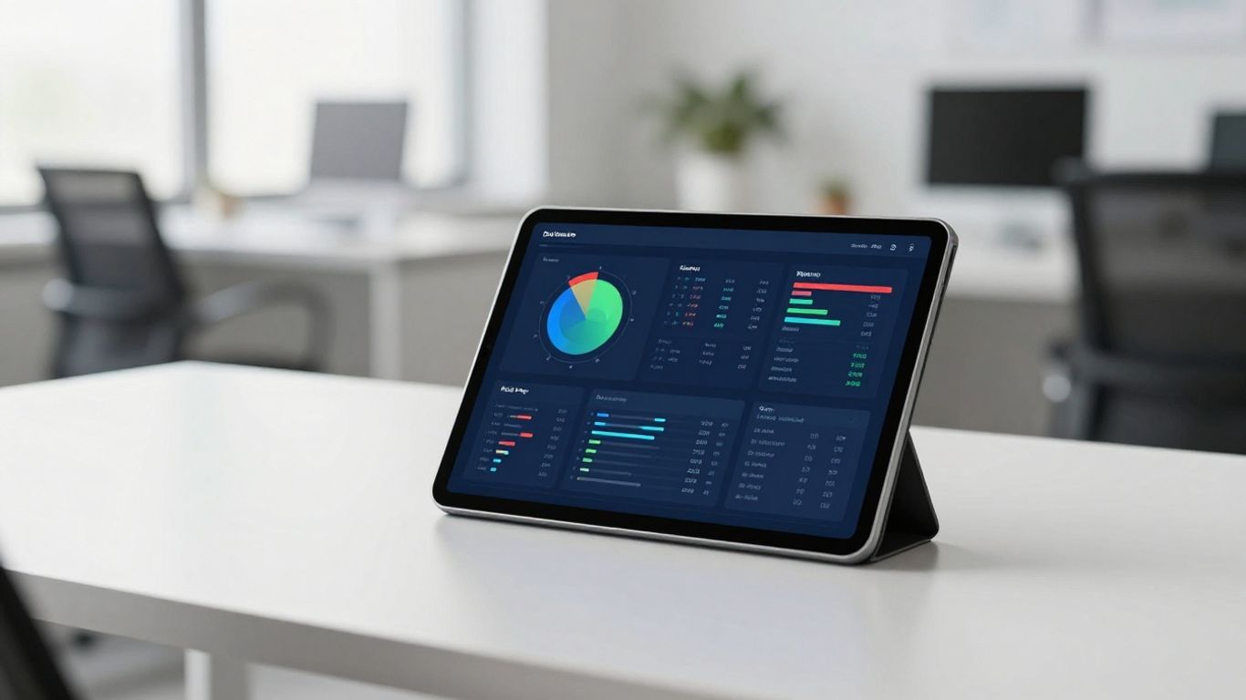 A professional workspace showing modern data visualization