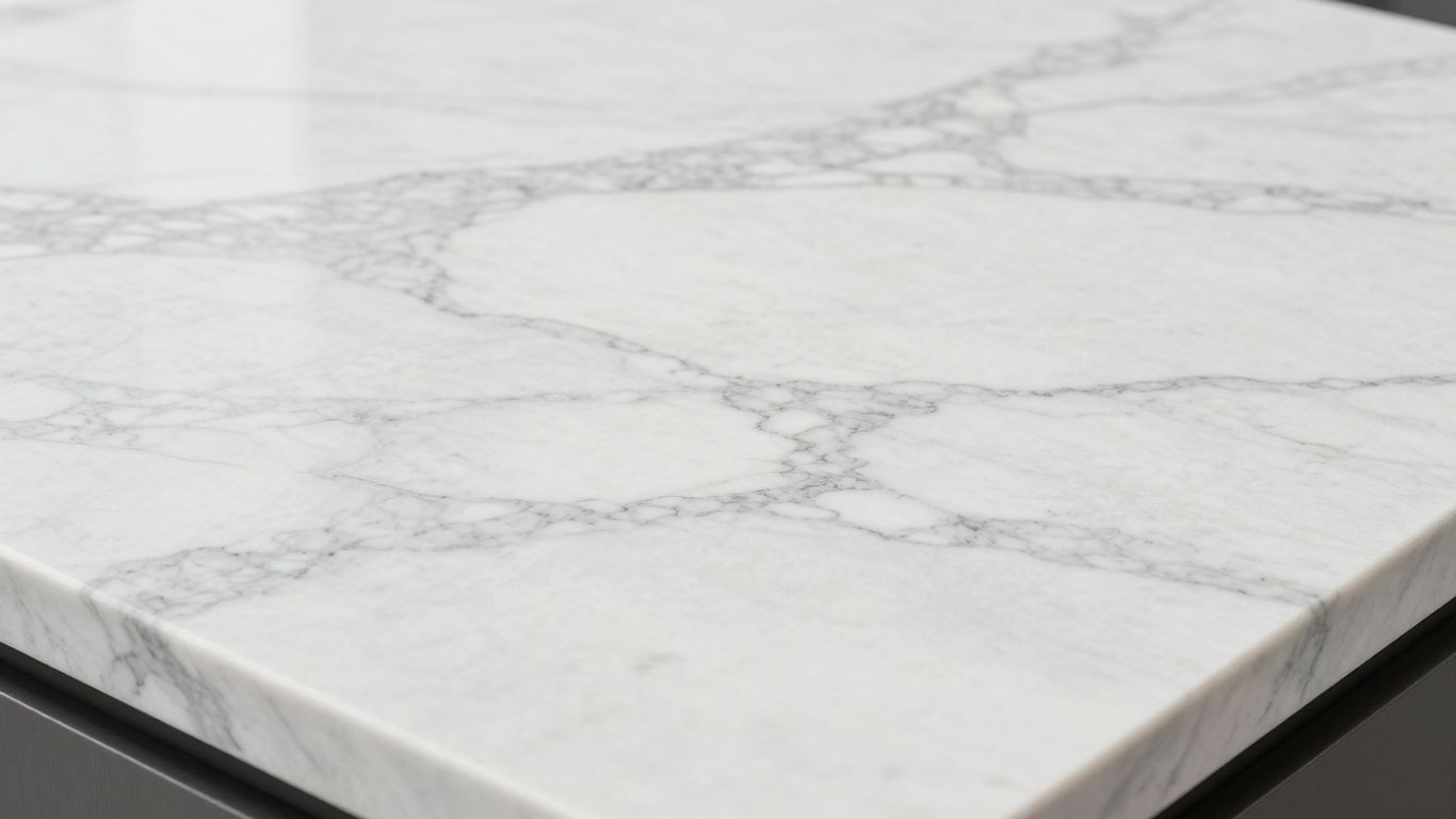 Carrara Bianco quartz countertop with subtle grey veining.