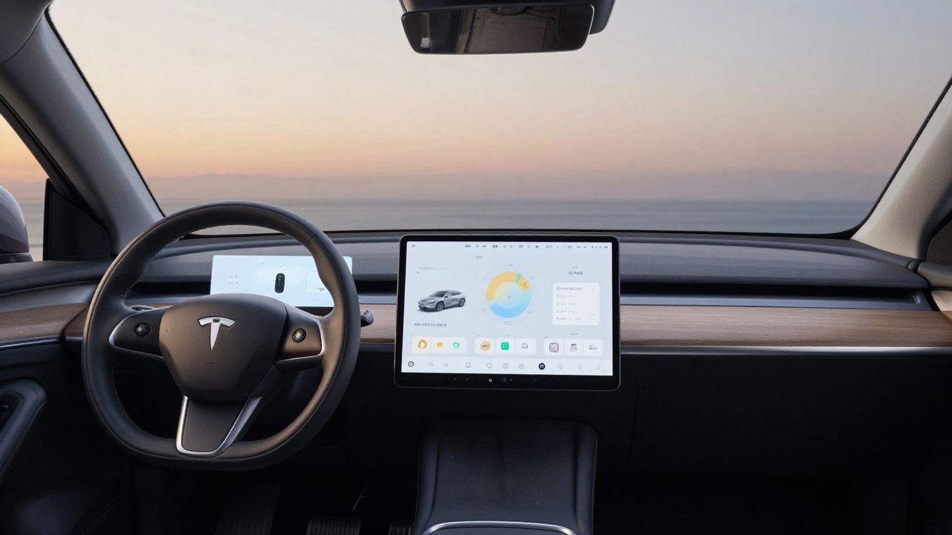 Interior view of a modern electric car dashboard