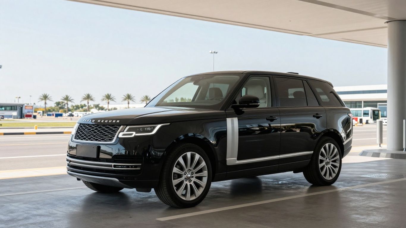 Luxury vehicle parked at airport arrival curb