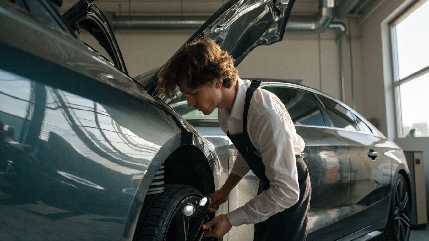 Audi being checked before a parts upgrade