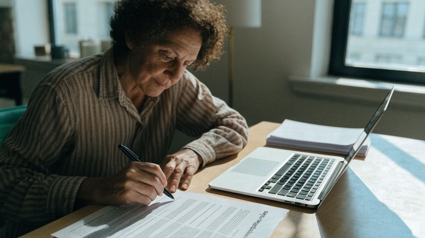A person reviewing sweepstakes rules at a desk