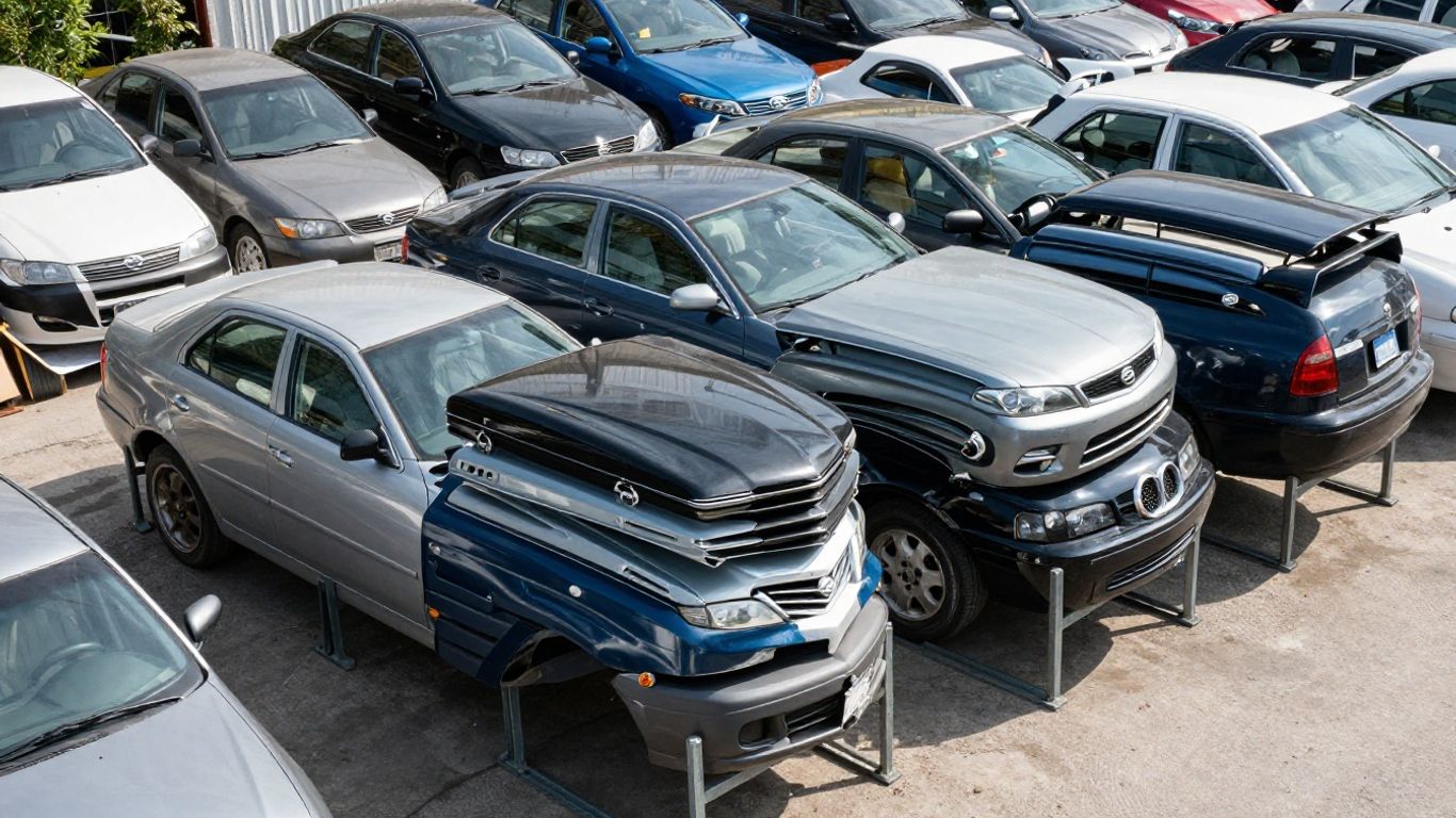 Reviewing inventory at an auto yard