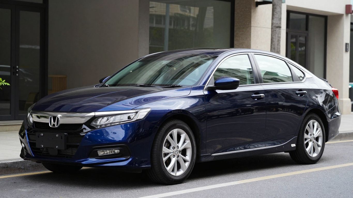 Dark blue Honda Legend sedan parked on a street.