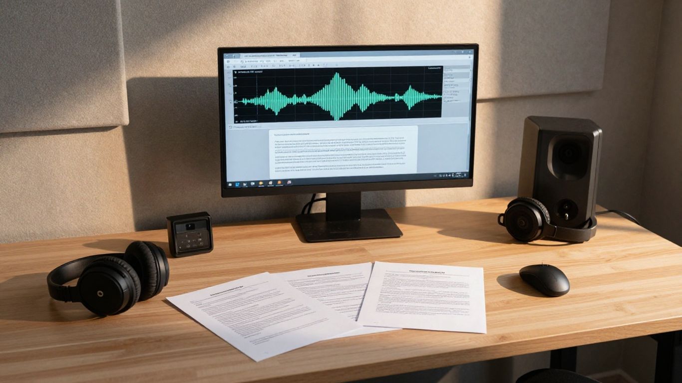 Copyright documents beside a recording studio