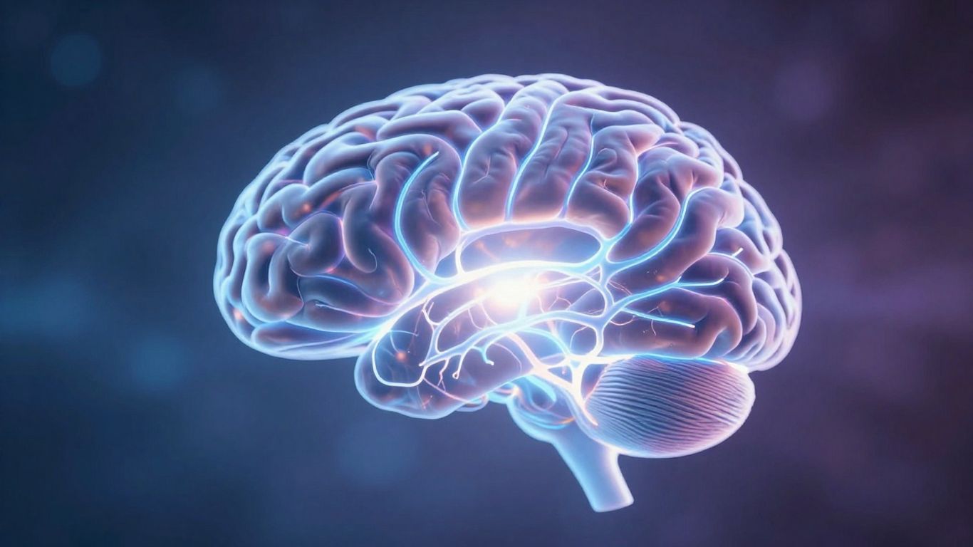 Brain with glowing neural pathways