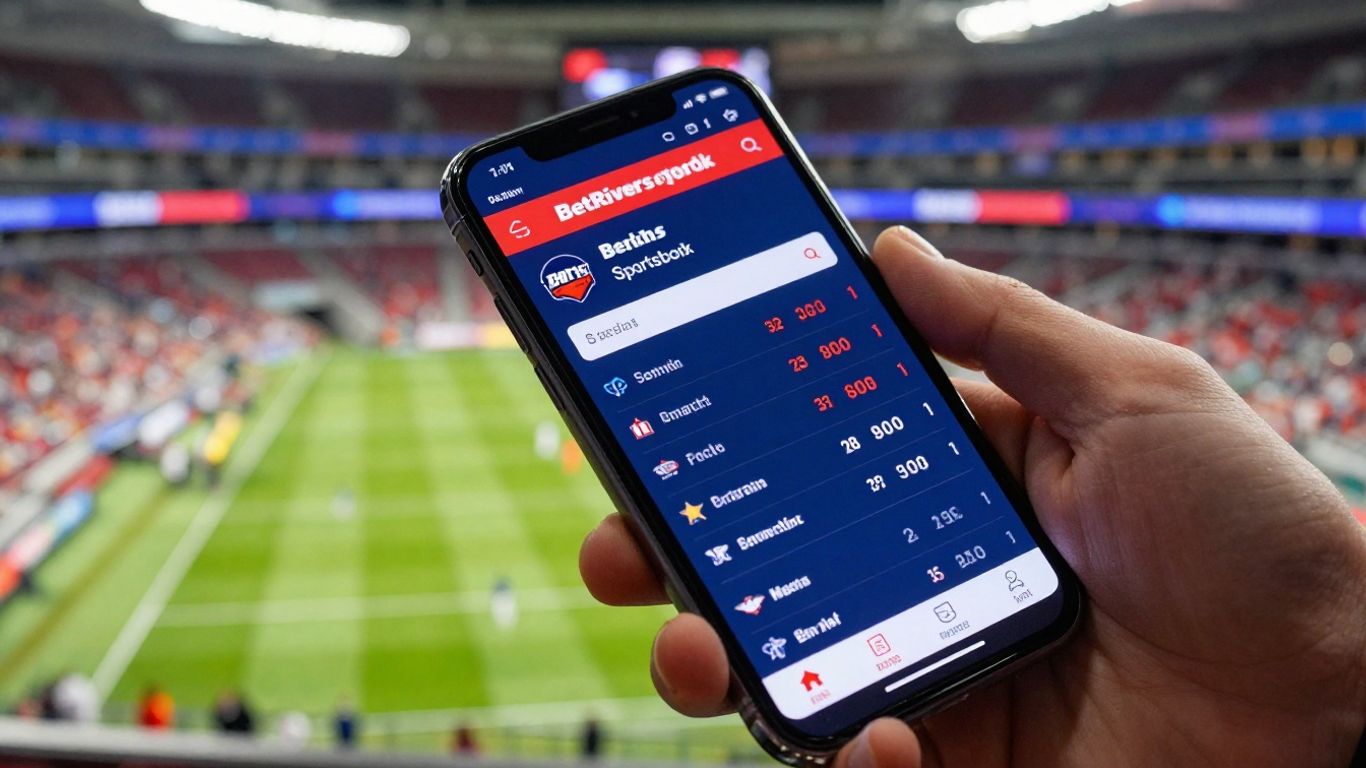 BetRivers Sportsbook app on a smartphone screen.