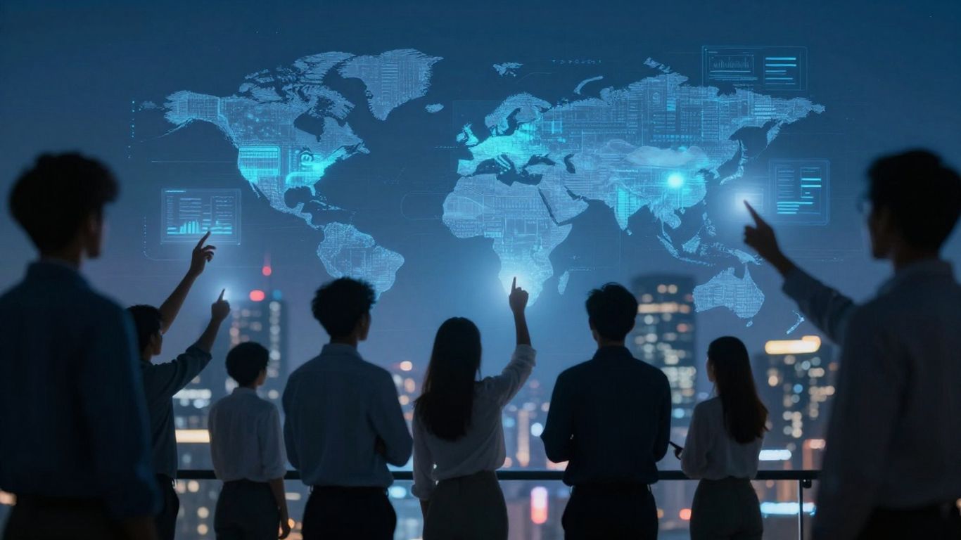 Tech innovation and startup insights with digital interfaces.