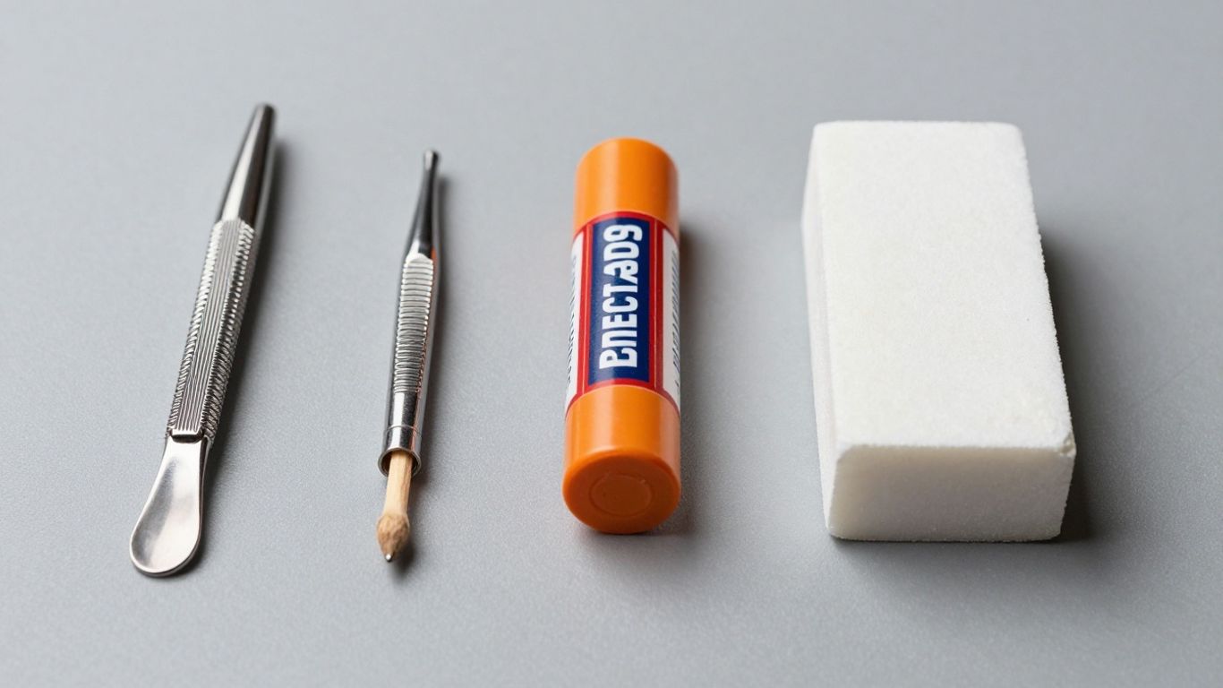 Barbering tools for stopping bleeding: styptic pencil, blood stop matches, alum block.