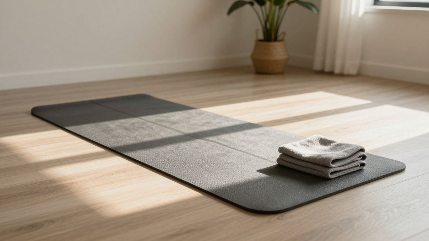 Alignment markers on a yoga mat