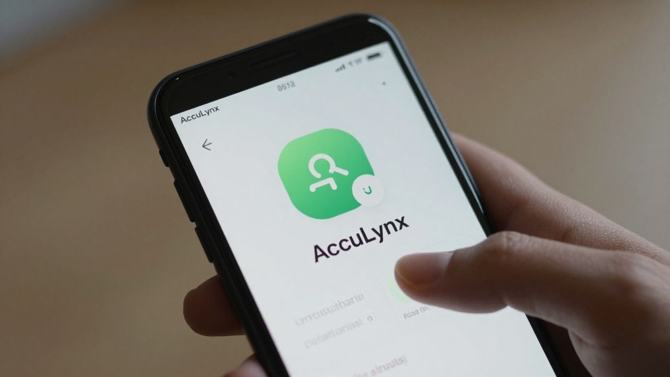 AccuLynx support contact information on a smartphone screen.