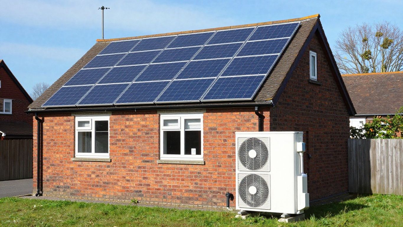 Baschurch Village Hall with solar panels and heat pump.