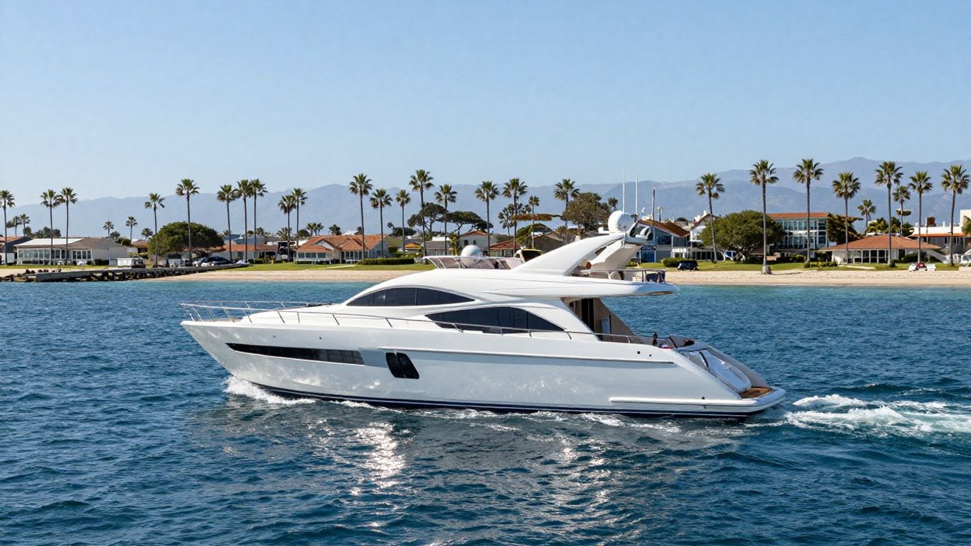 Charter yacht sailing near Newport Beach islands.