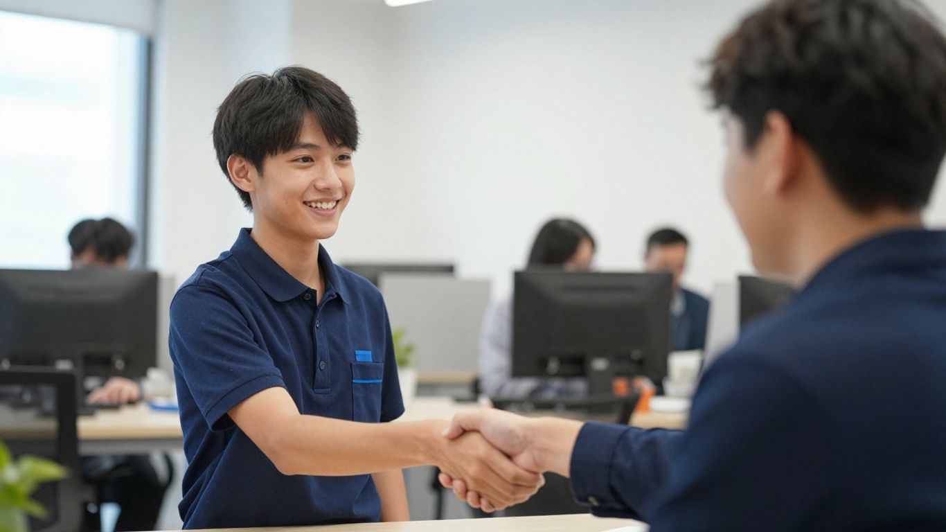 Auszubildender und Teammitglied im Büro