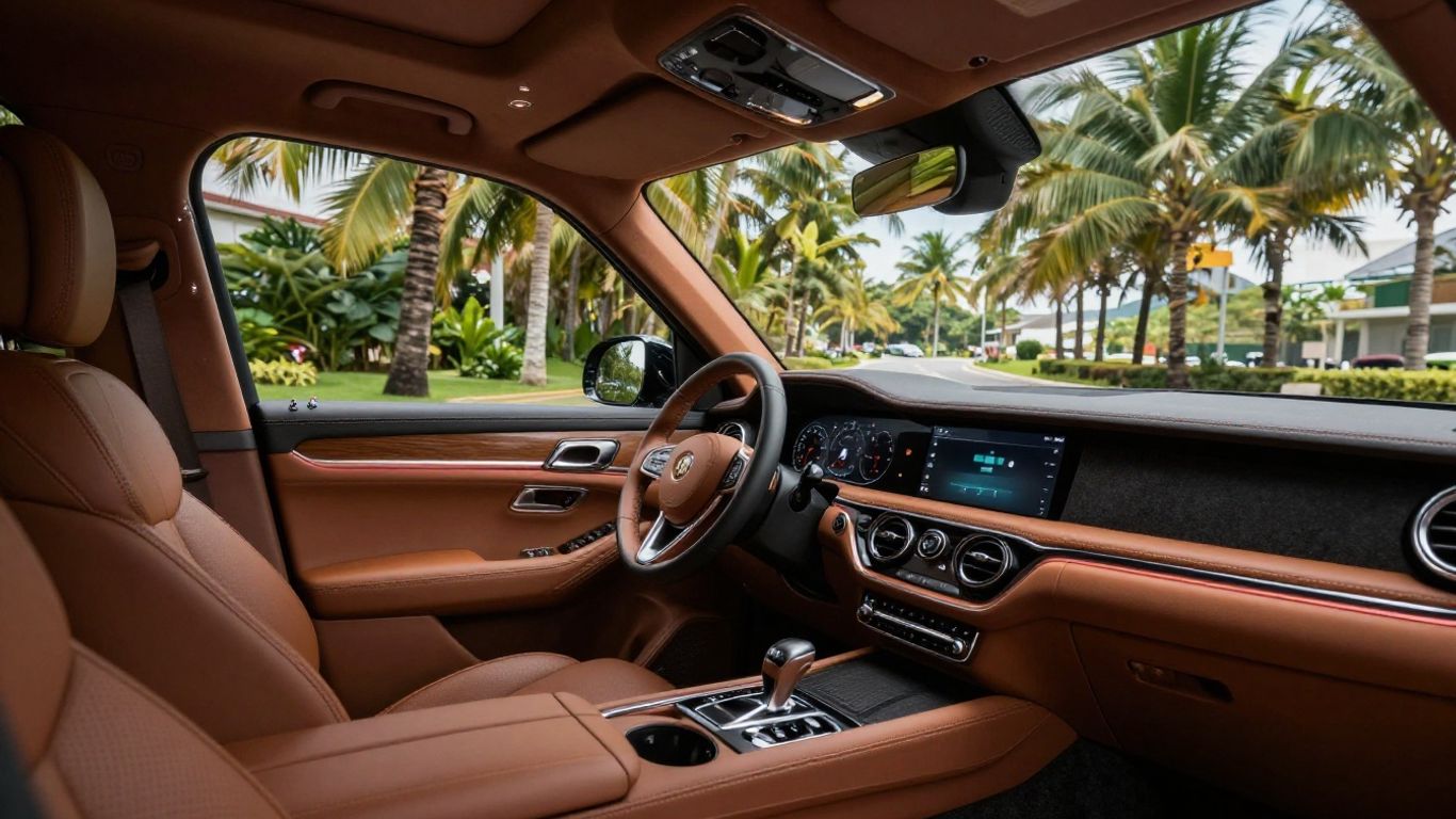 Interior view of a chauffeur driven luxury vehicle