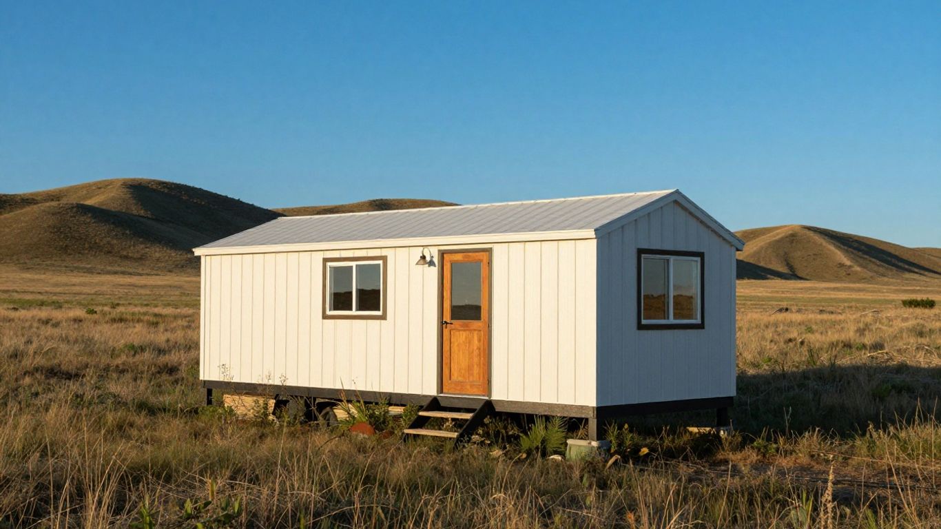Tiny home in North Dakota landscape