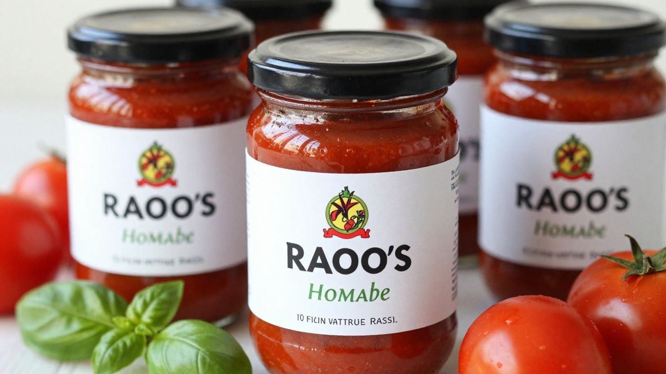 Rao's Homemade pasta sauce jars with fresh ingredients.