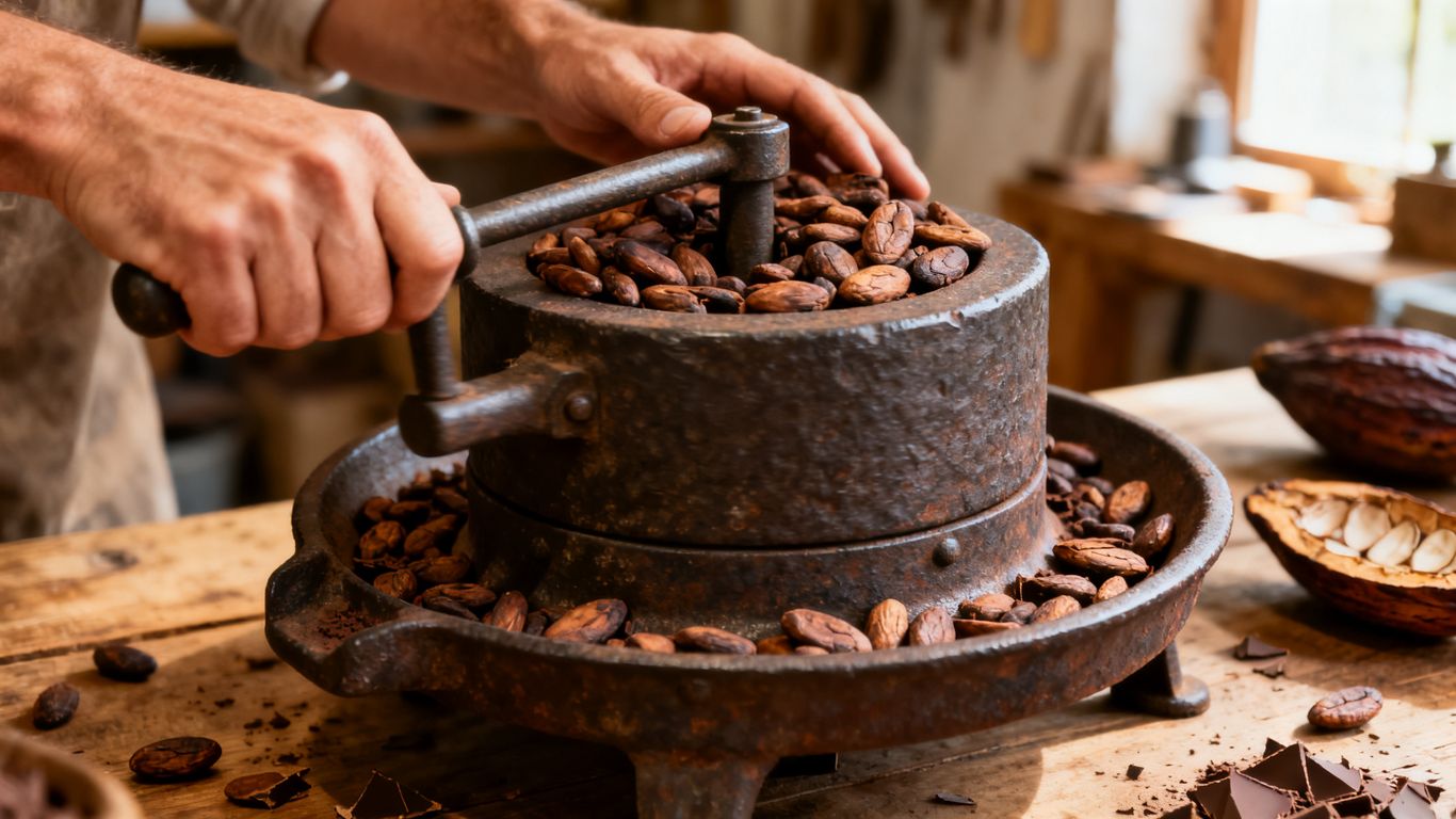 Hands-on traditional cacao grinding