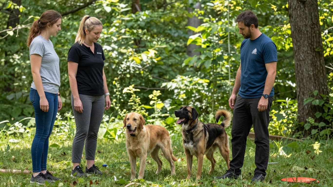 Dog trainer working with a dog outdoors in Tennessee.
