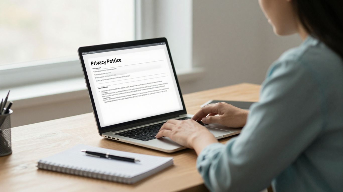 A quiet office with employee reviewing privacy terms